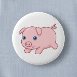 Cute Running Piglet Pig 6 Cm Round Badge<br><div class="desc">Vector illustration of an adorable running pig.</div>