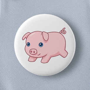 Cute Running Piglet Pig 6 Cm Round Badge