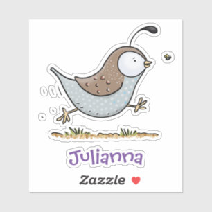Cute running quail cartoon illustration