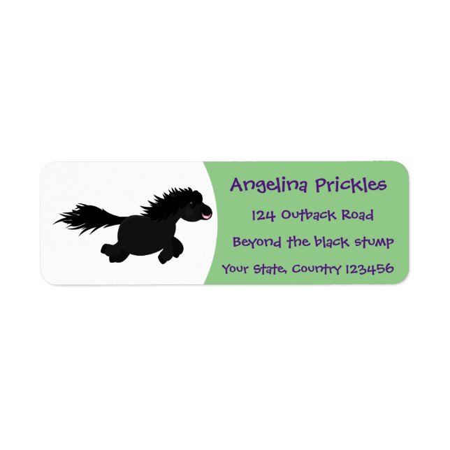 Cute running Shetland pony cartoon illustration (Front)