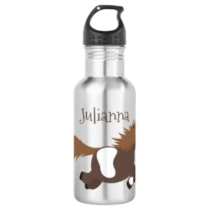 Cute running Shetland pony cartoon illustration 532 Ml Water Bottle