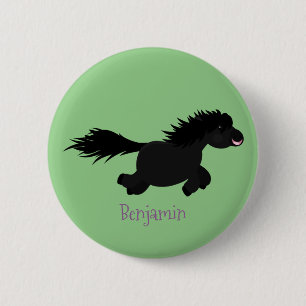 Cute running Shetland pony cartoon illustration 6 Cm Round Badge