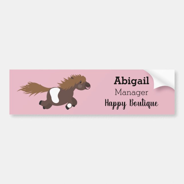 Cute running Shetland pony cartoon illustration Bumper Sticker (Front)