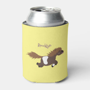 Cute running Shetland pony cartoon illustration  Can Cooler