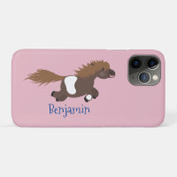 Cute running Shetland pony cartoon illustration