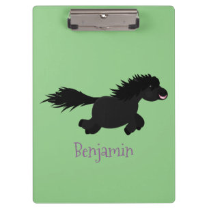 Cute running Shetland pony cartoon illustration Clipboard