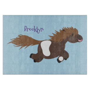Cute running Shetland pony cartoon illustration Cutting Board