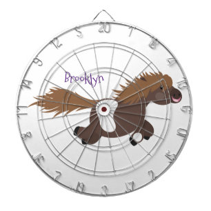 Cute running Shetland pony cartoon illustration Dartboard