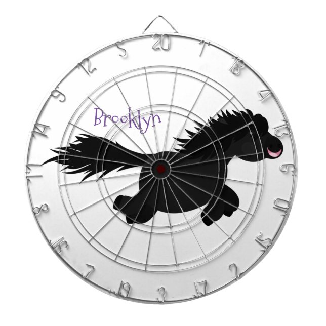 Cute running Shetland pony cartoon illustration Dartboard (Front)