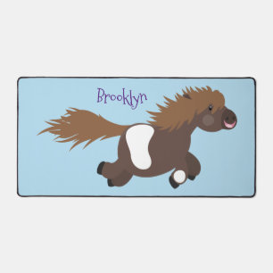 Cute running Shetland pony cartoon illustration Desk Mat
