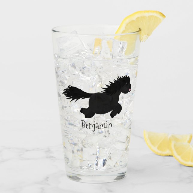 Cute running Shetland pony cartoon illustration Glass (Back Ice)