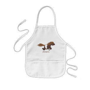 Cute running Shetland pony cartoon illustration Kids Apron