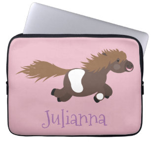 Cute running Shetland pony cartoon illustration Laptop Sleeve