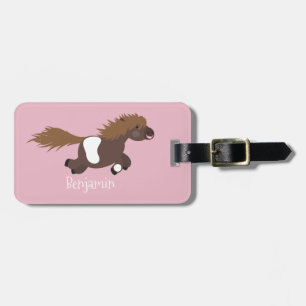 Cute running Shetland pony cartoon illustration Luggage Tag