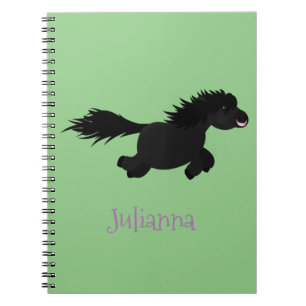 Cute running Shetland pony cartoon illustration Notebook