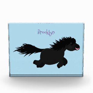 Cute running Shetland pony cartoon illustration Photo Block