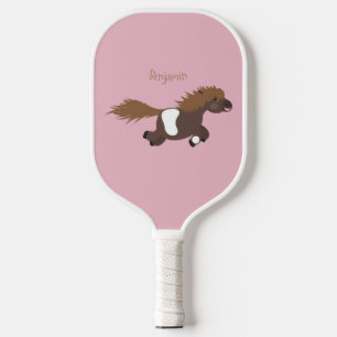 Cute running Shetland pony cartoon illustration Pickleball Paddle