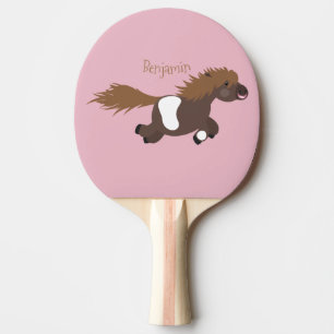 Cute running Shetland pony cartoon illustration Ping Pong Paddle