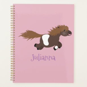Cute running Shetland pony cartoon illustration Planner