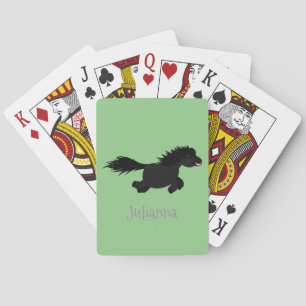 Cute running Shetland pony cartoon illustration Playing Cards