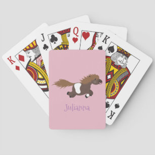 Cute running Shetland pony cartoon illustration Playing Cards