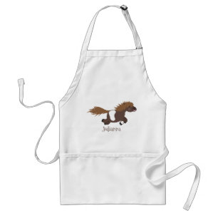 Cute running Shetland pony cartoon illustration Standard Apron