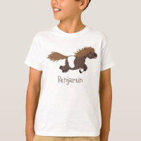 Cute running Shetland pony cartoon illustration