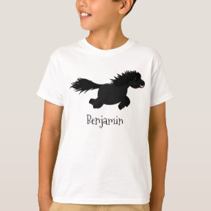 Cute running Shetland pony cartoon illustration T-Shirt