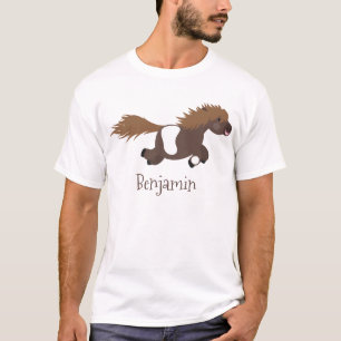 Cute running Shetland pony cartoon illustration T-Shirt