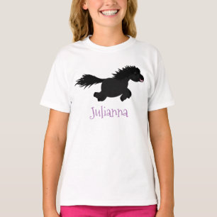 Cute running Shetland pony cartoon illustration T-Shirt
