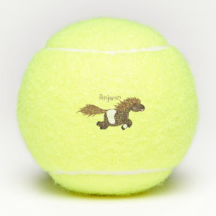 Cute running Shetland pony cartoon illustration Tennis Balls