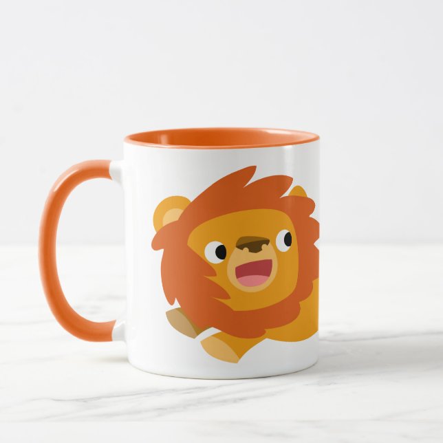 Cute Rushing Cartoon Lion Mug (Left)