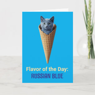 Cute Russian Blue Cat Cone Greeting Card