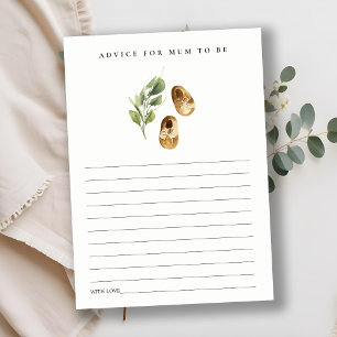 Cute Rust Green Leafy Advice for Mum Baby Shower Enclosure Card