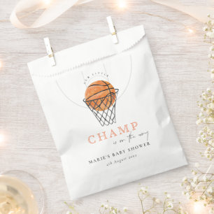 Cute Rust Our Little Champ Basketball Baby Shower Favour Bags