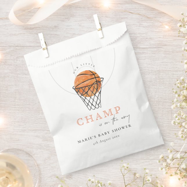 Cute Rust Our Little Champ Basketball Baby Shower Favour Bags (Clipped)