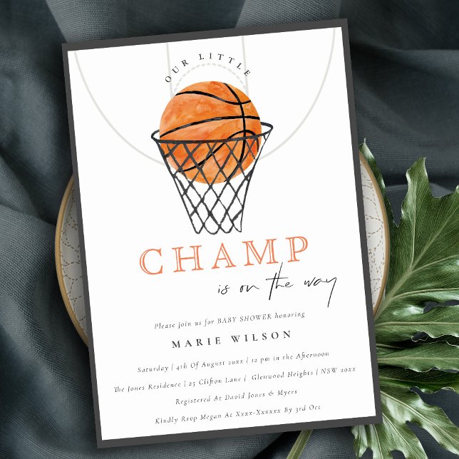Cute Rust Our Little Champ Basketball Baby Shower Invitation (Creator Uploaded)
