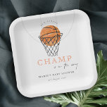 Cute Rust Our Little Champ Basketball Baby Shower Paper Plate<br><div class="desc">For any further customisation or any other matching items,  please feel free to contact me at yellowfebstudio@gmail.com</div>