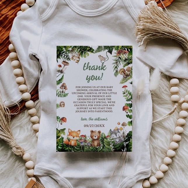 Cute Rustic Animals Greenery Baby Shower Thank you Card (Creator Uploaded)
