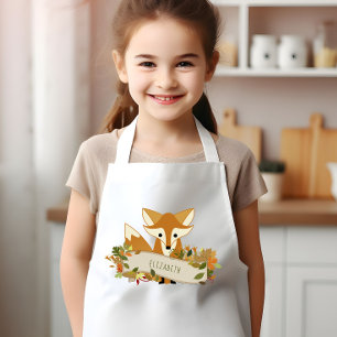 Cute Rustic Autumn Fox Personalised Kids Apron