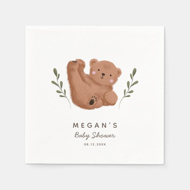Cute Rustic Bear Baby Shower Napkin (Front)