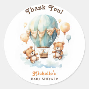 Cute Rustic Bear Twins Baby Shower Thank You Classic Round Sticker