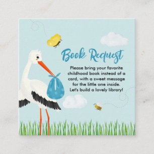 Cute Rustic Blue Stork Baby Shower Enclosure Card