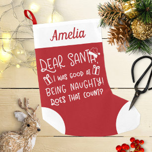 Cute Rustic Calligraphy Funny Small Christmas Stocking