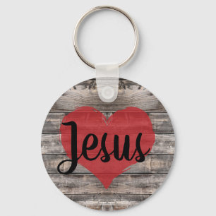 cute rustic chic JESUS HEART   Key Ring