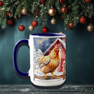 Cute Rustic Christmas Chicken Mug