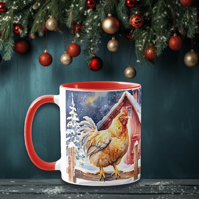 Cute Rustic Christmas Chicken Mug (Creator Uploaded)
