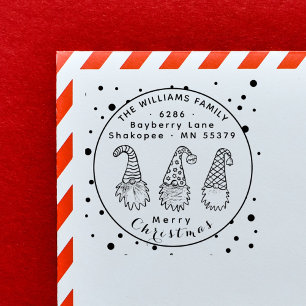 Cute Rustic/Christmas Gnomes/ Snow/ Return Address Self-inking Stamp