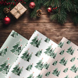 Cute Rustic Christmas Trees Wrapping Paper Sheet<br><div class="desc">Cute,  Modern yet Rustic Christmas Holiday Gift Wrapping Paper featuring adorable little forests of rustic Christmas trees in shades of forest green,  sage green,  and holiday pink. Please contact us at cedarandstring@gmail.com if you need assistance with the design or matching products.</div>