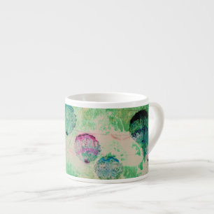 Cute, rustic, digital art round brush strokes espresso cup